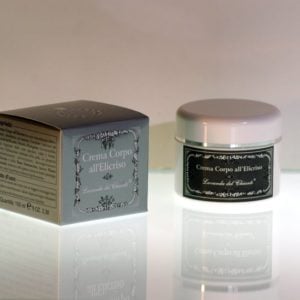 White plastic jar with silver box on gray background and reflections on glass