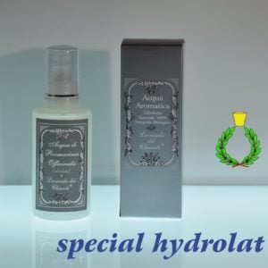 200ml plastic bottle with silver box on a light blue background and reflections on the glass